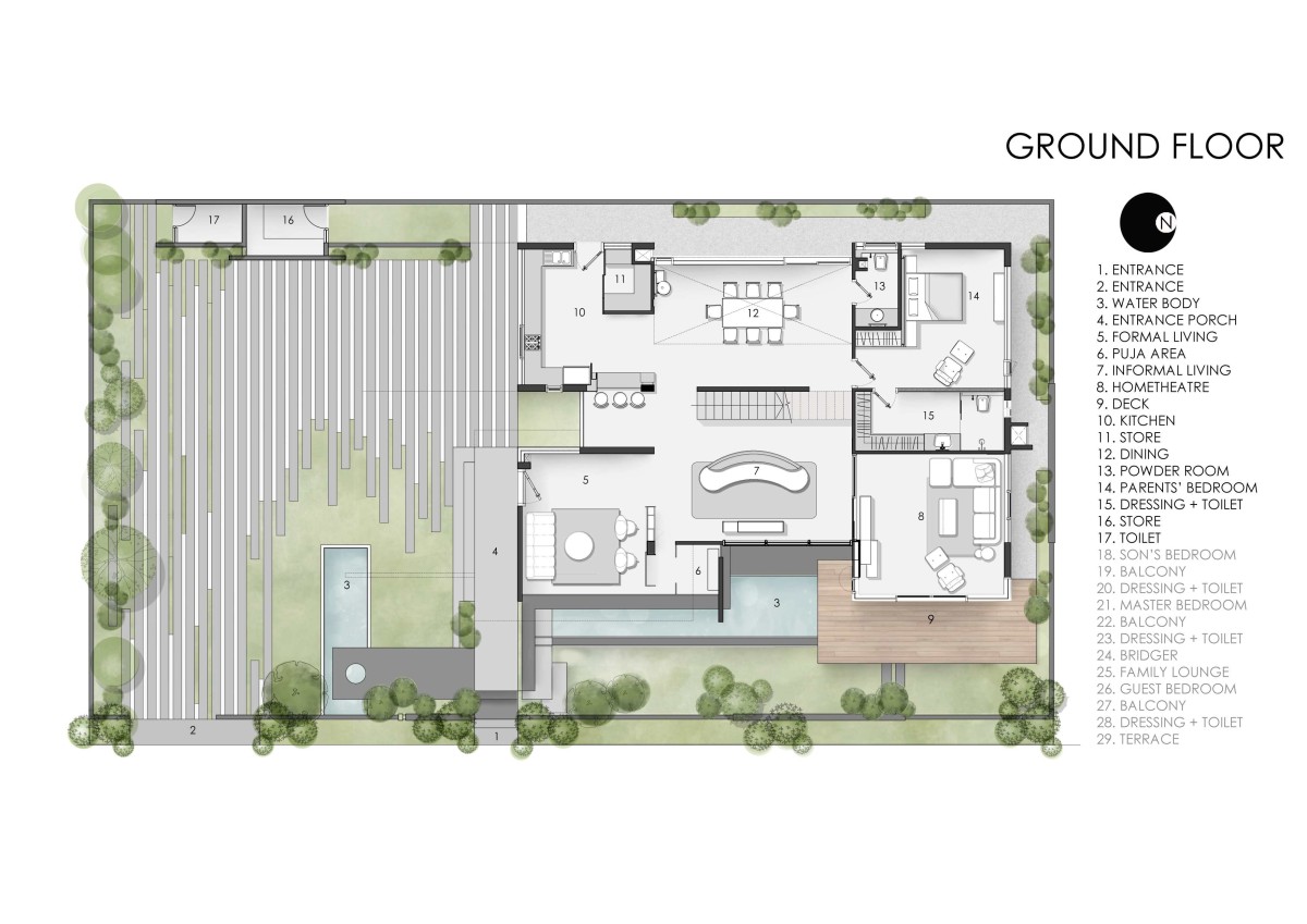 Ground floor plan of The Quarry House by Crest Architects