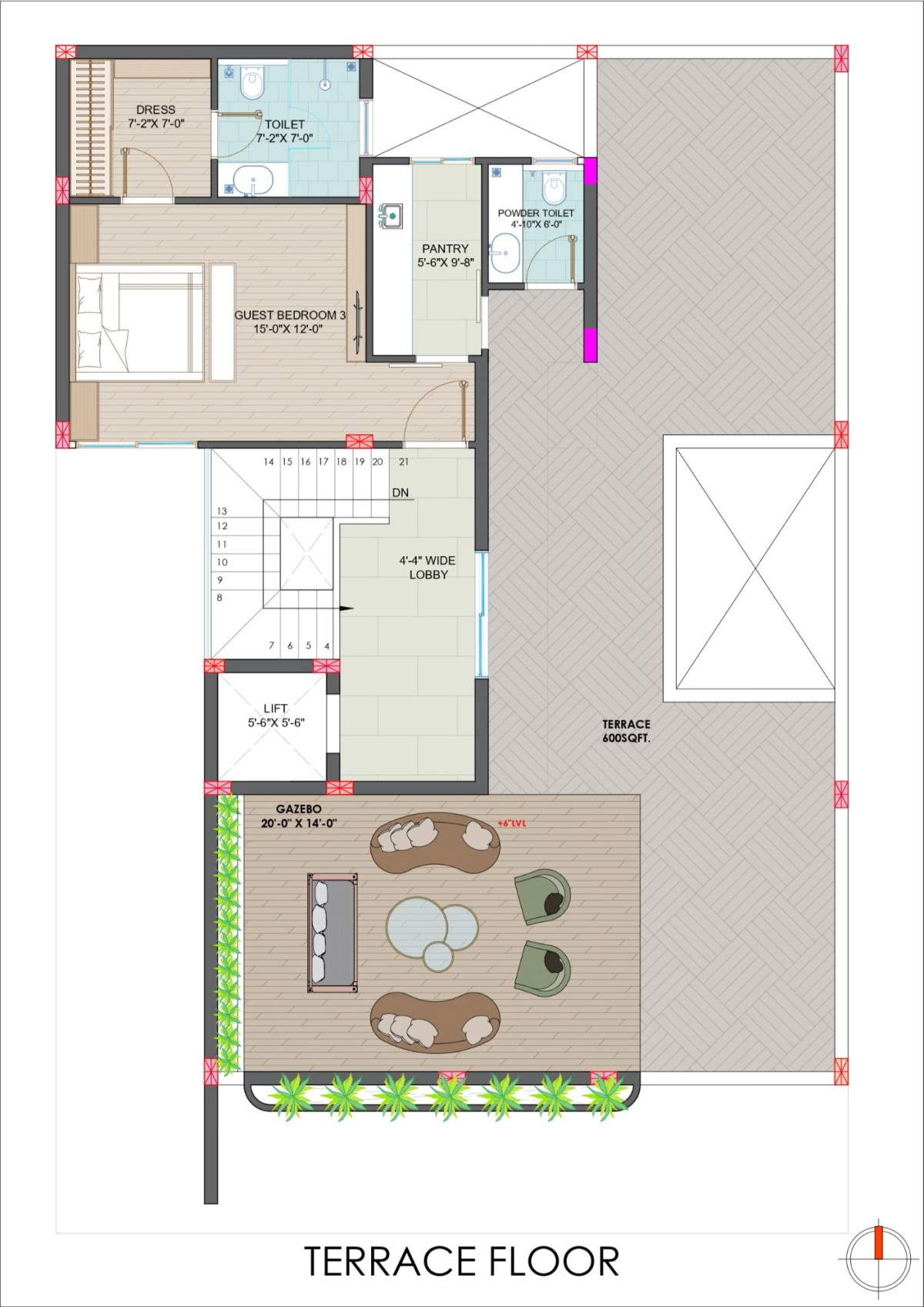 Terrace Floor Plan of Vinayak House by Imagine Design Studios