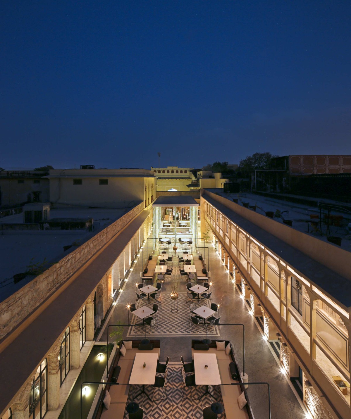 Night shot view from terrace of Baradari by Studio Lotus