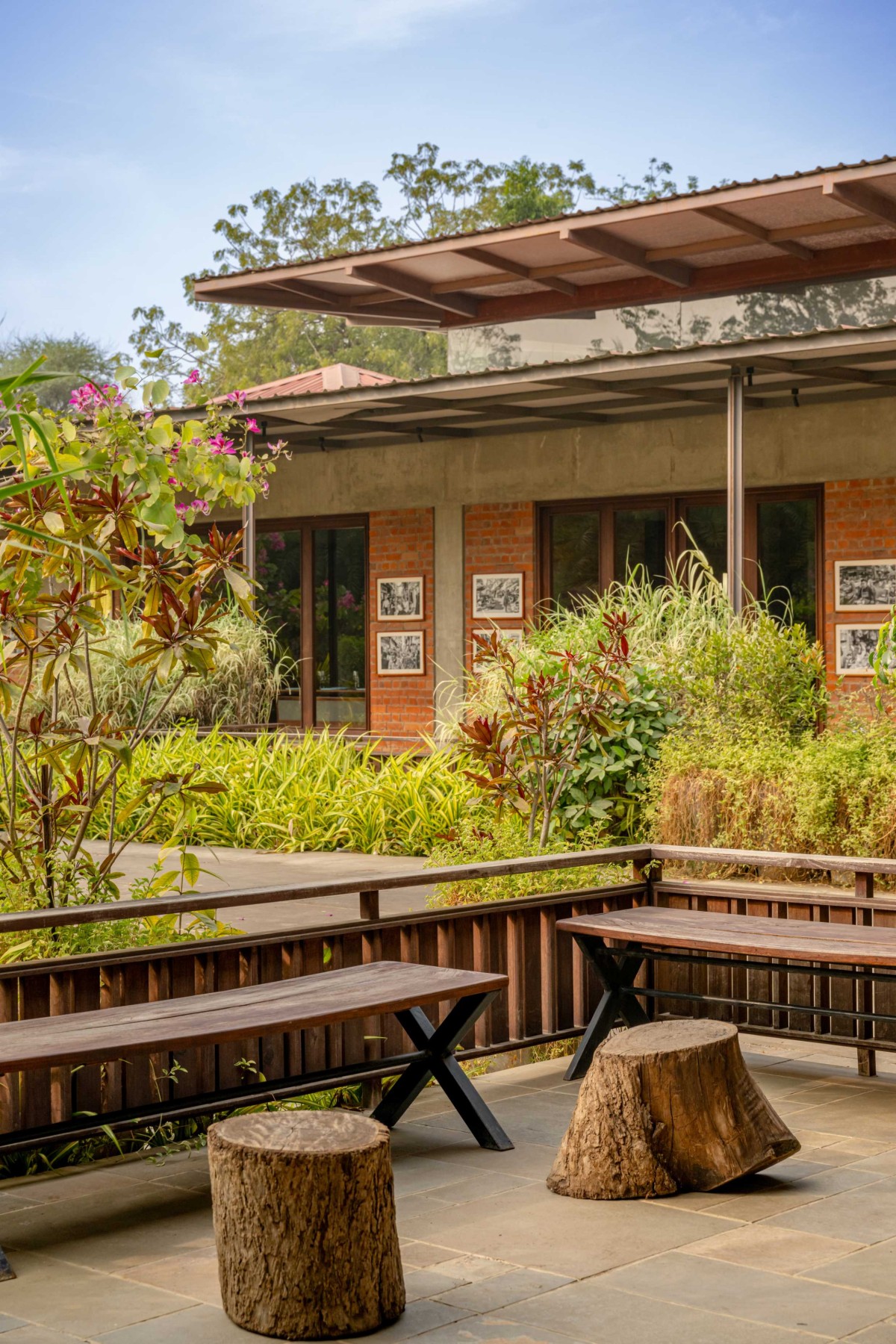 Outdoor seating of Under The Neem Tree by Studio HPA