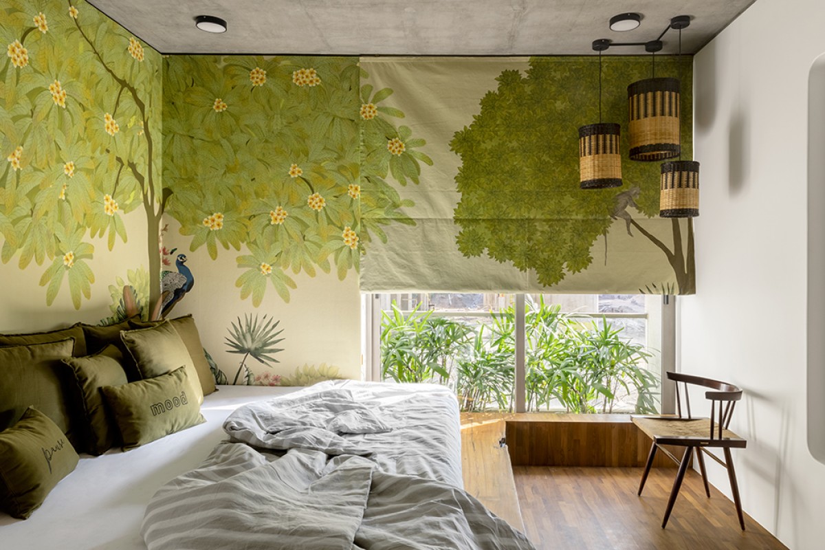 Guest Bedroom of Brass Wall House by Studio Lagom