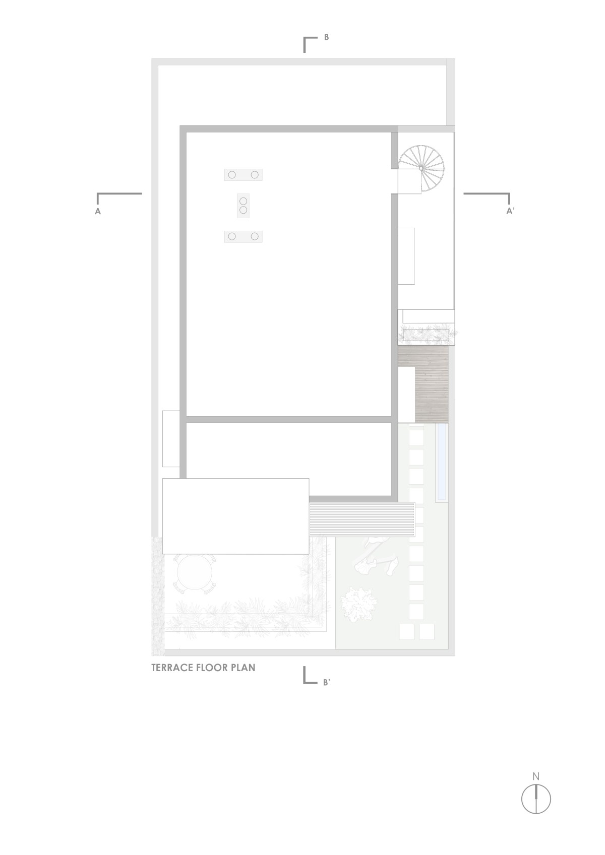 Terrace Floor Plan of Neem House by Hashone Design Studio