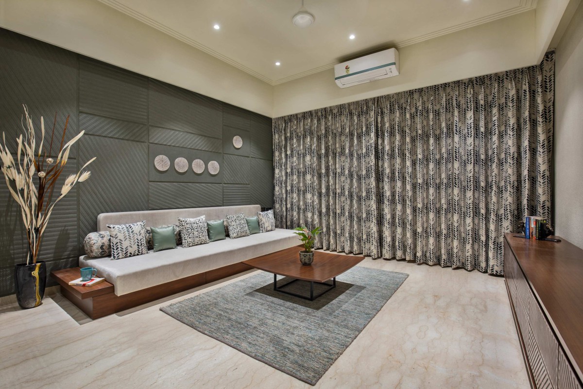 Family living room of The Shah House by Jihan Associates