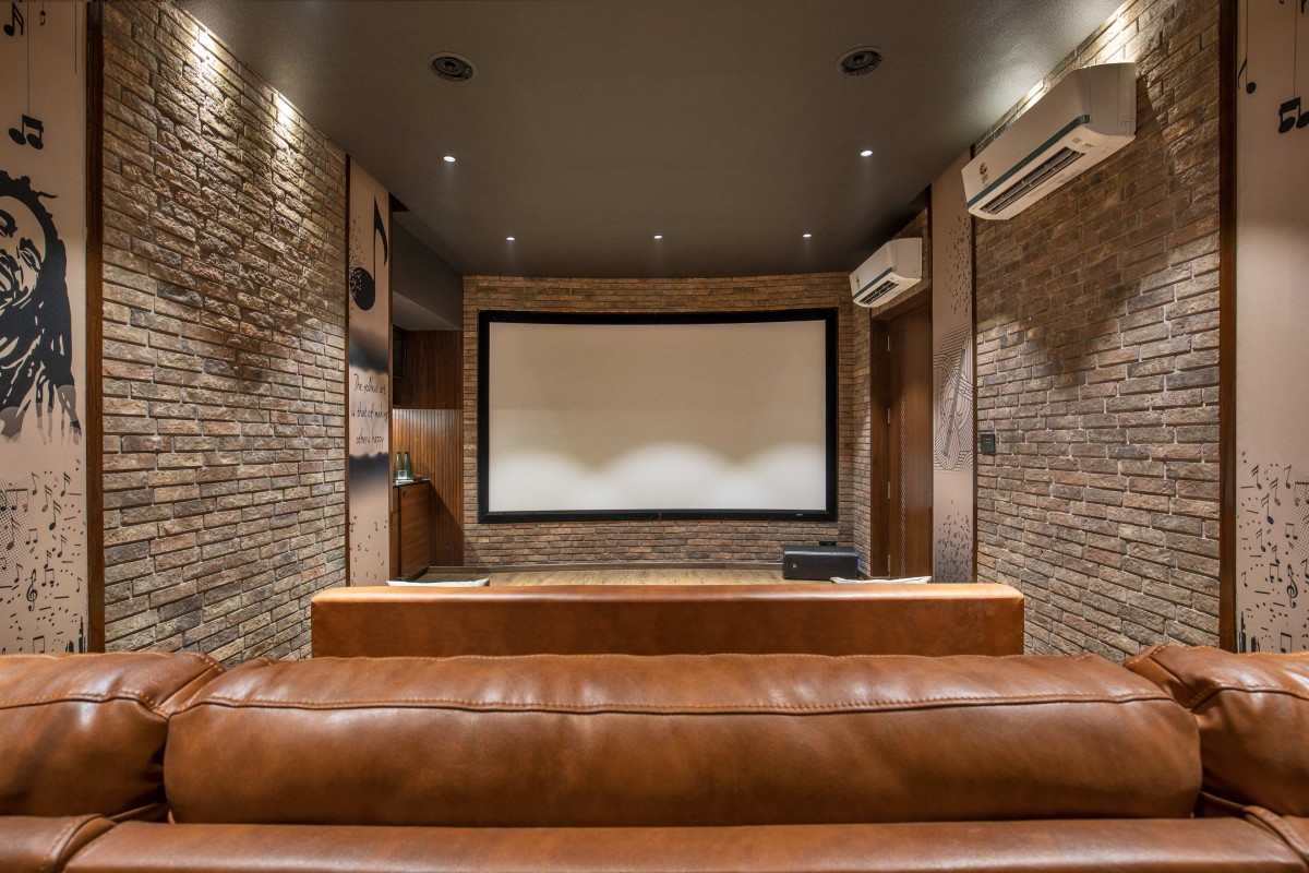 Home Theater of The Shah House by Jihan Associates