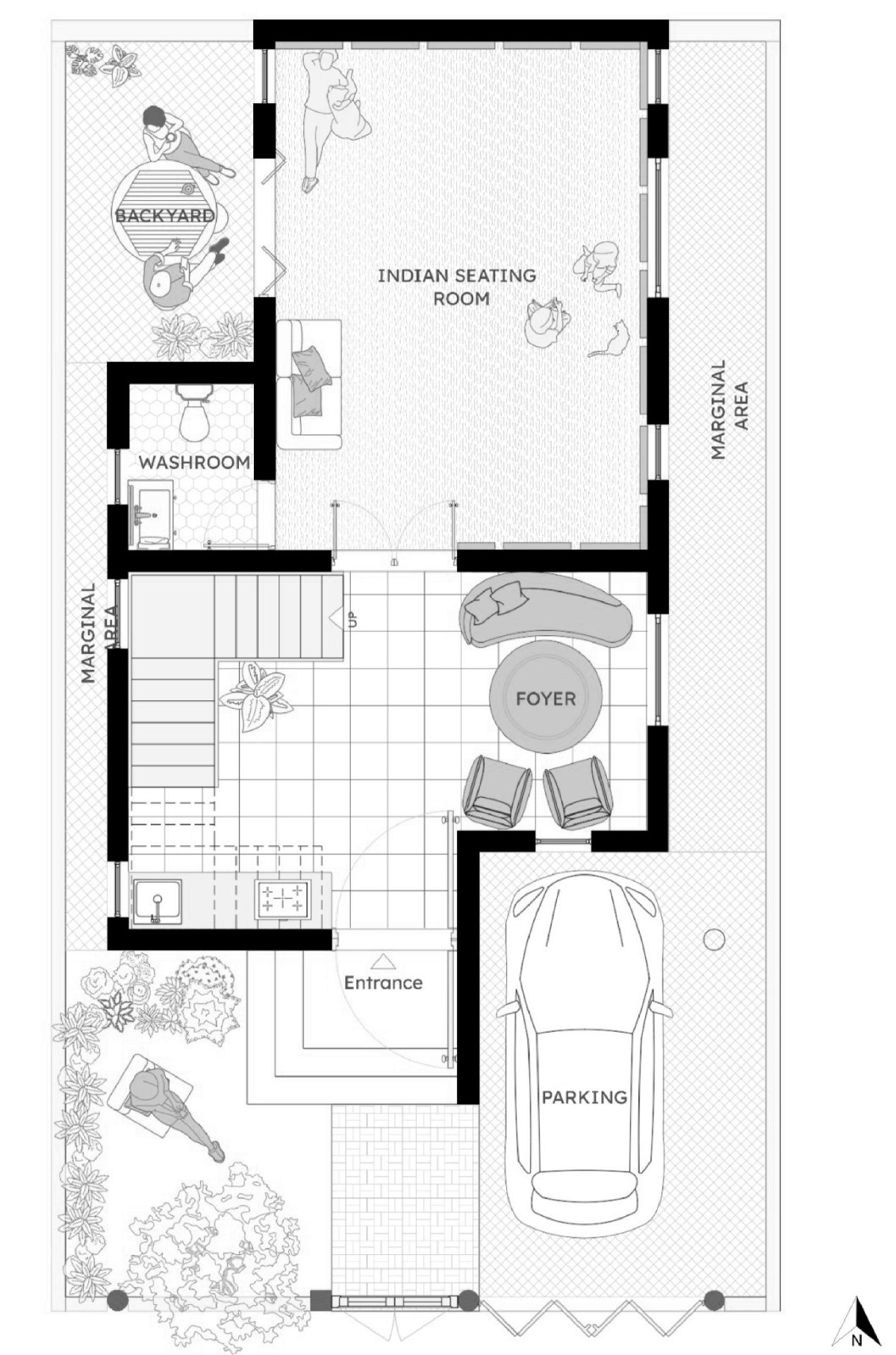 Ground Floor Plan of Brick Abode by D.I.B Collaborative