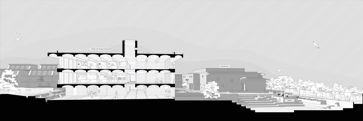 Sectional Perspective of CEPT University by CCBA Designs