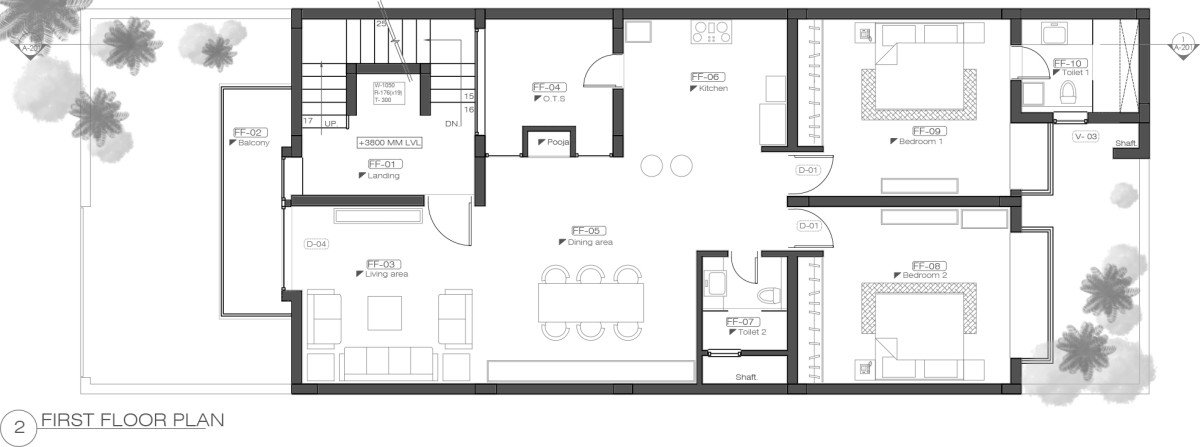 First Floor Plan of The Box House by OM Architects