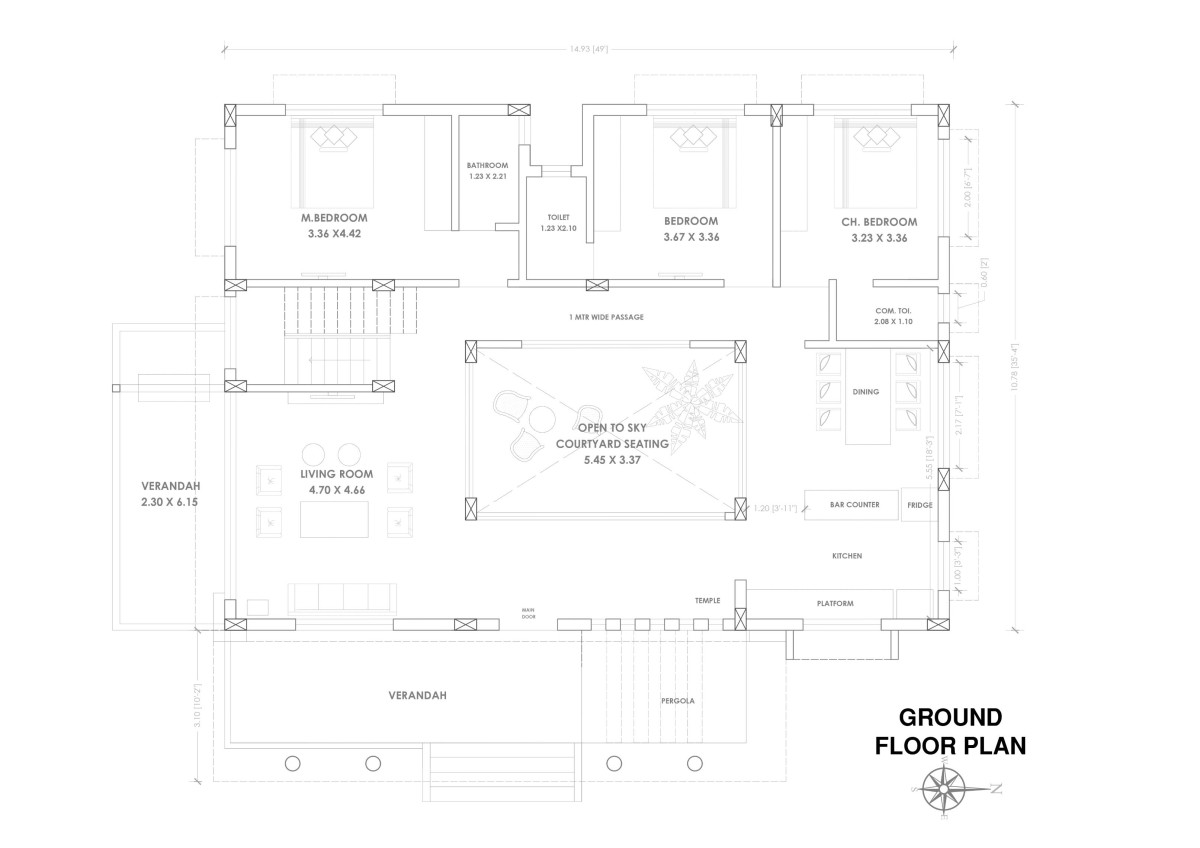 Floor Plan of Moreshwar – The House of Courtyard by Architecture Delicacy