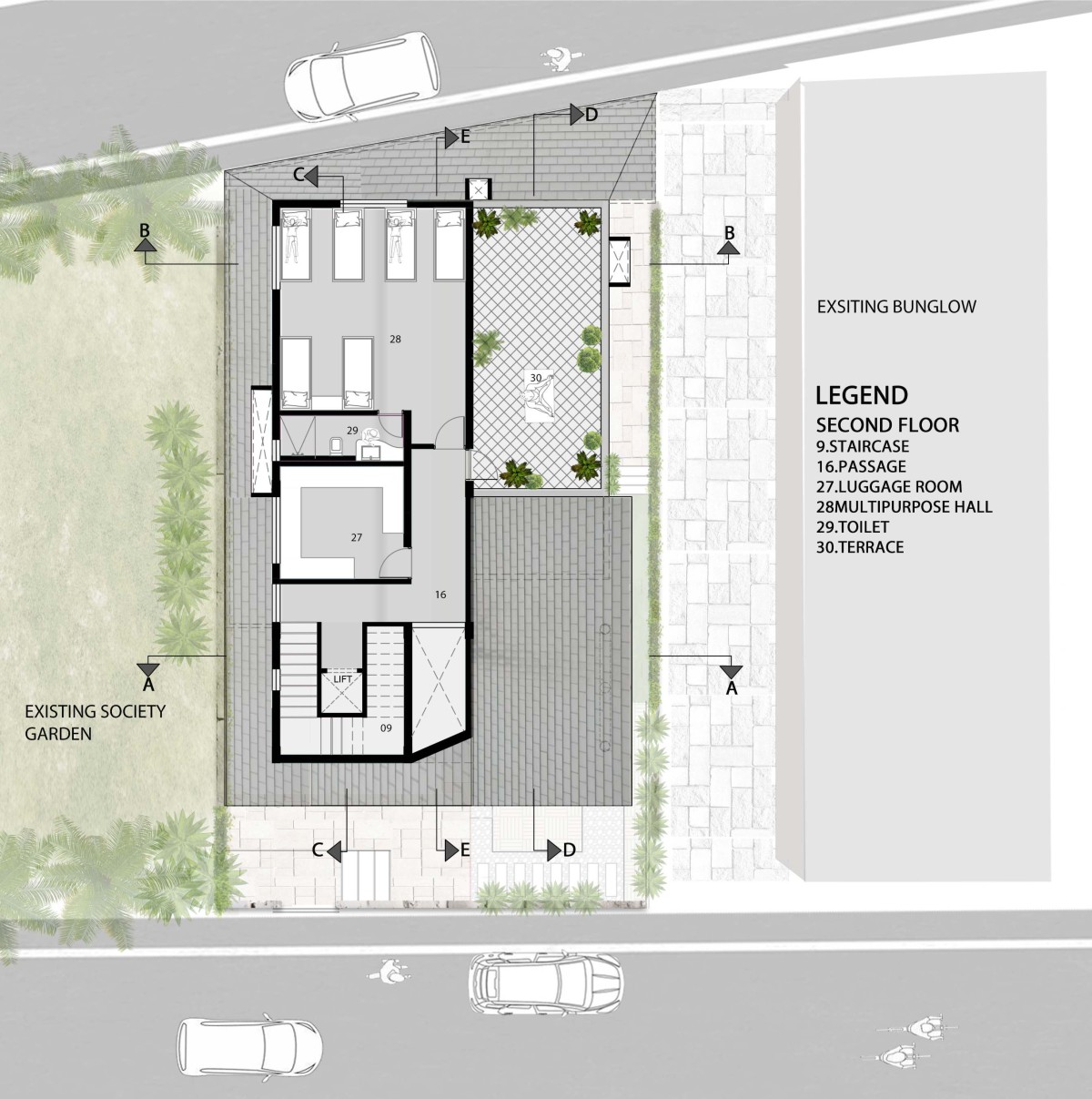 Second Floor Plan of Patel Bungalow by Sheth Design Studio