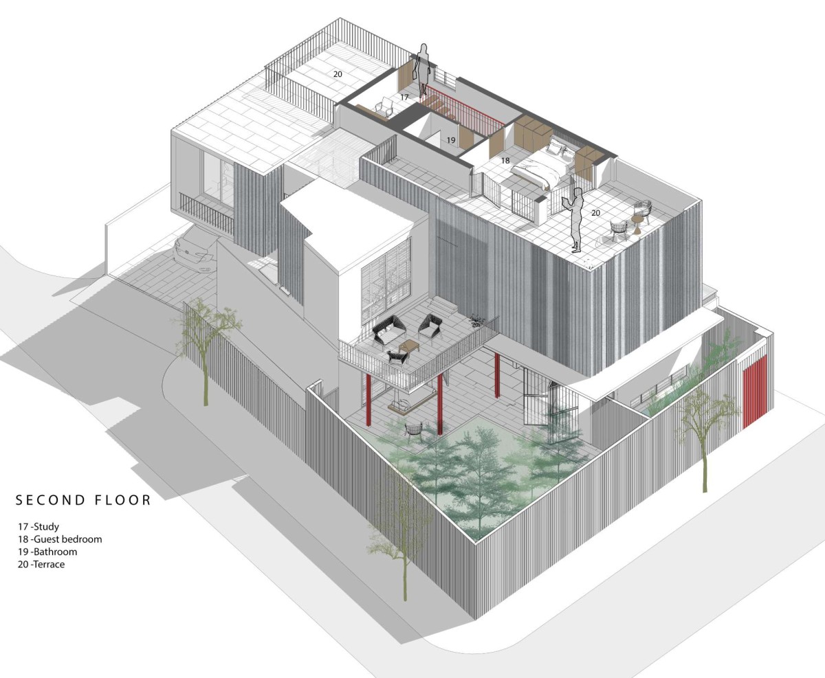 Second floor plan of Maya by Kamat & Rozario Architecture