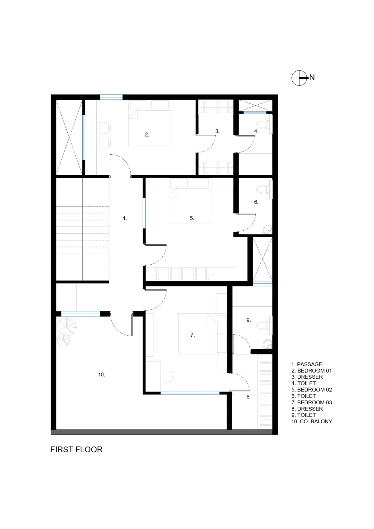 First floor plan of The Screen House by Mohit Jain & Architects