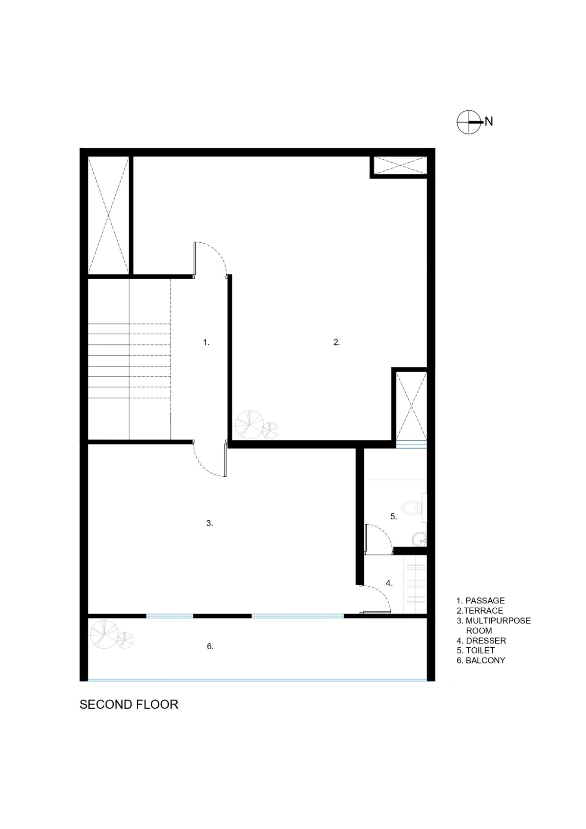 Second floor plan of The Screen House by Mohit Jain & Architects