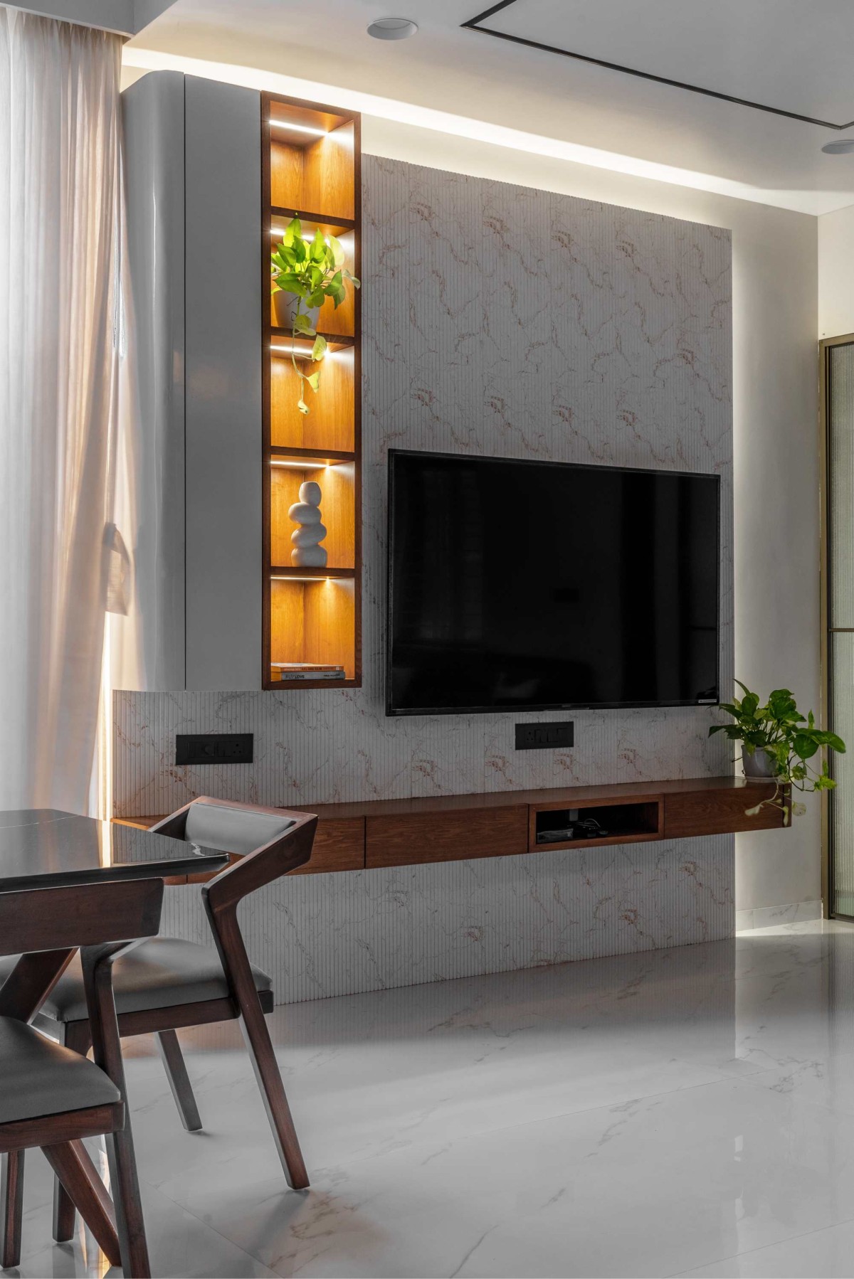 TV unit of Vadgama’s Residence by J Architects