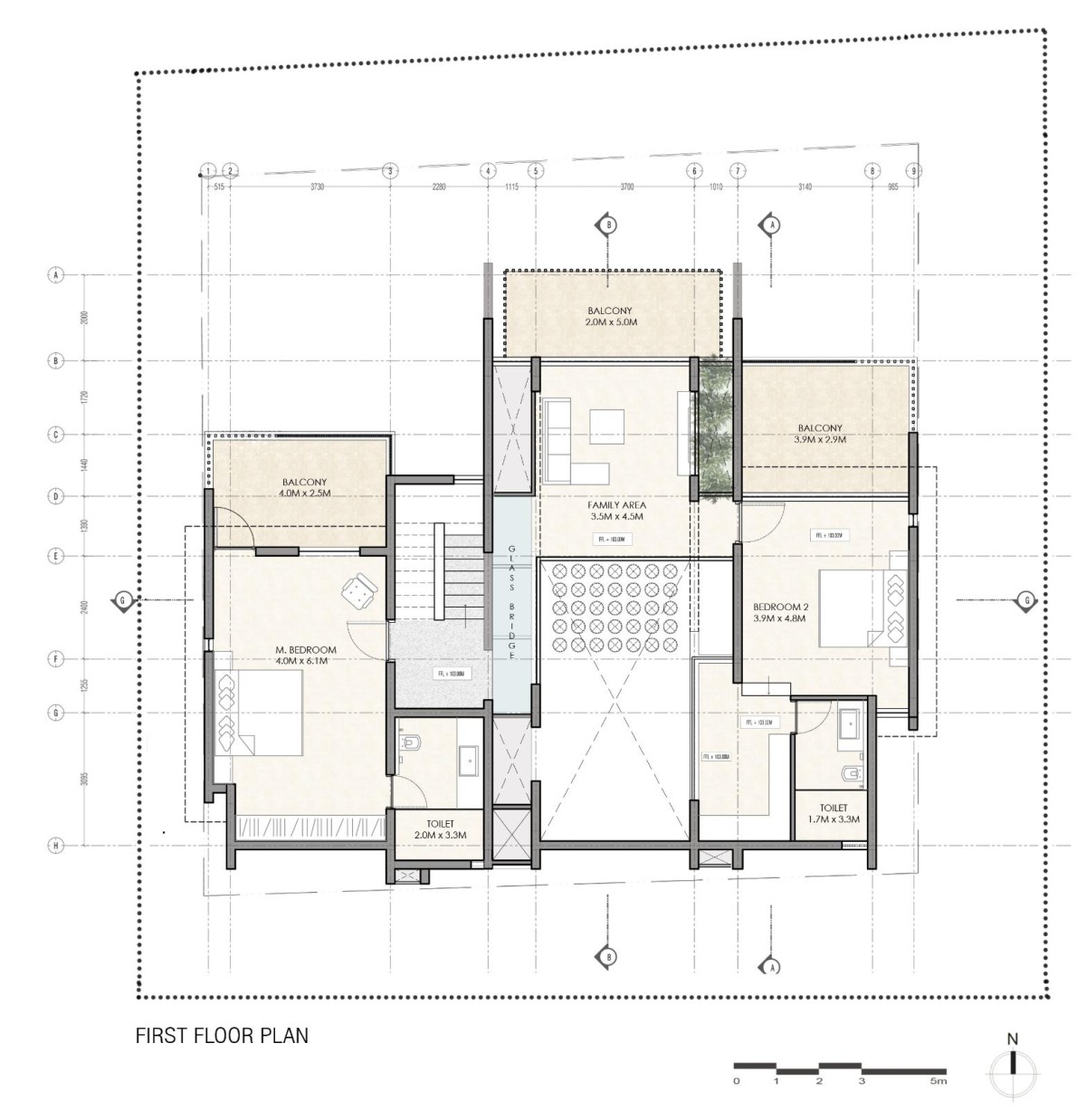 First Floor Plan of An Earthy Affair by Collage Architecture Studio