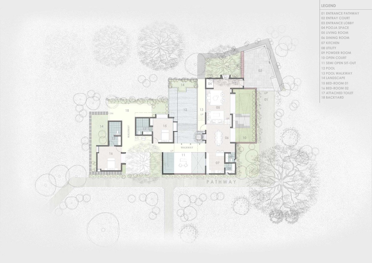 Ground Floor Plan of Between the Mango Trees by Enviarch Studio