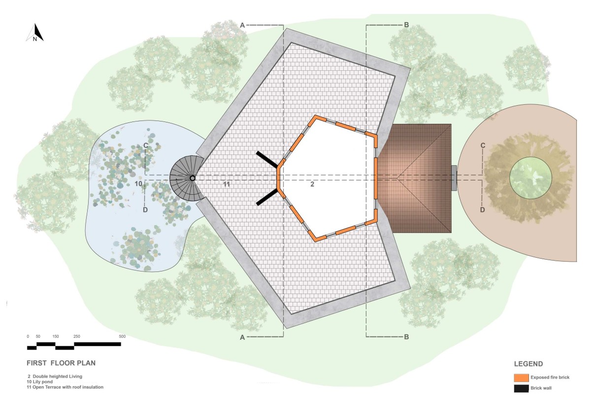 First Floor Plan of Lakshmi Farm House by RP Architects