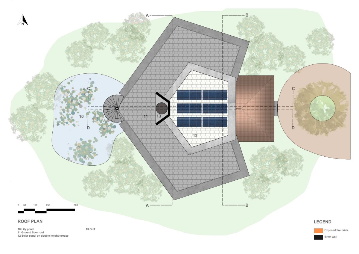 Roof Plan of Lakshmi Farm House by RP Architects