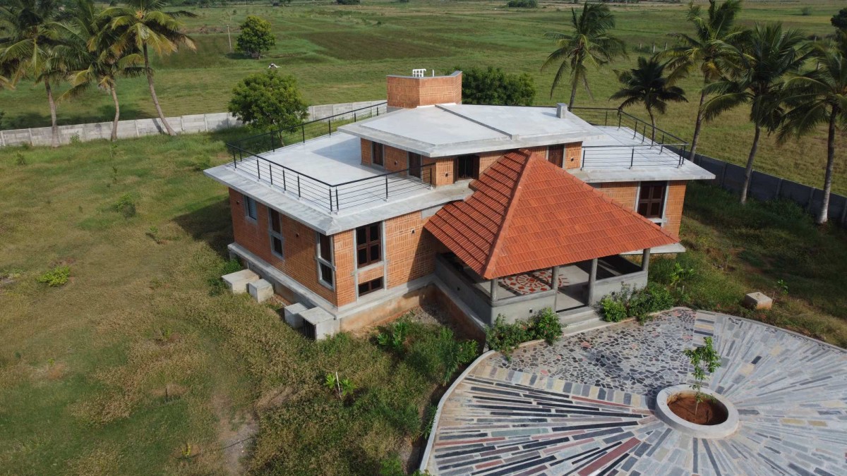 Aerial view of Lakshmi Farm House by RP Architects