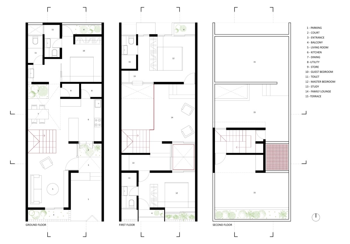 Plans of Porous Adobe by Rahul Pudale Design