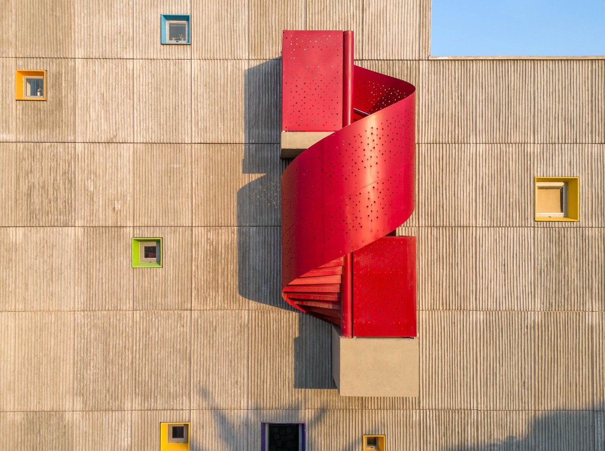 Spiral Staircase of Learning Center at Quest by KSM Architecture