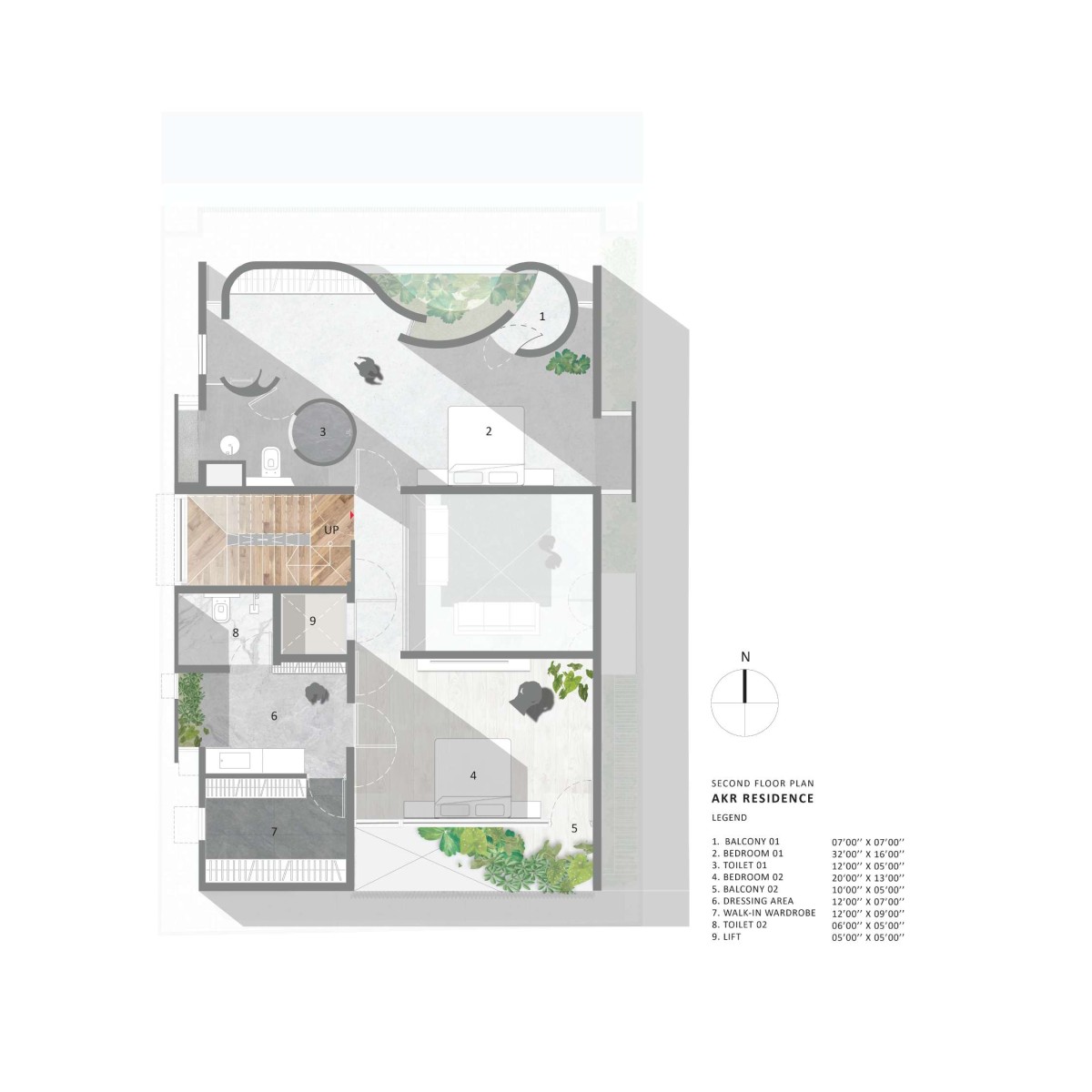 Second Floor Plan of Whispering Curves by Suva Architects