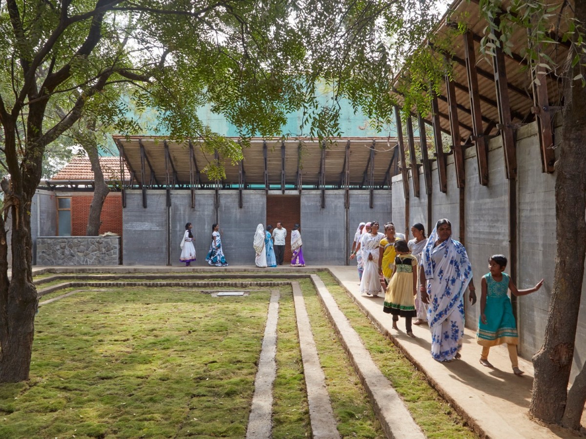 Courtyard of Jetavan Spiritual Center by Sameep Padora & Associates