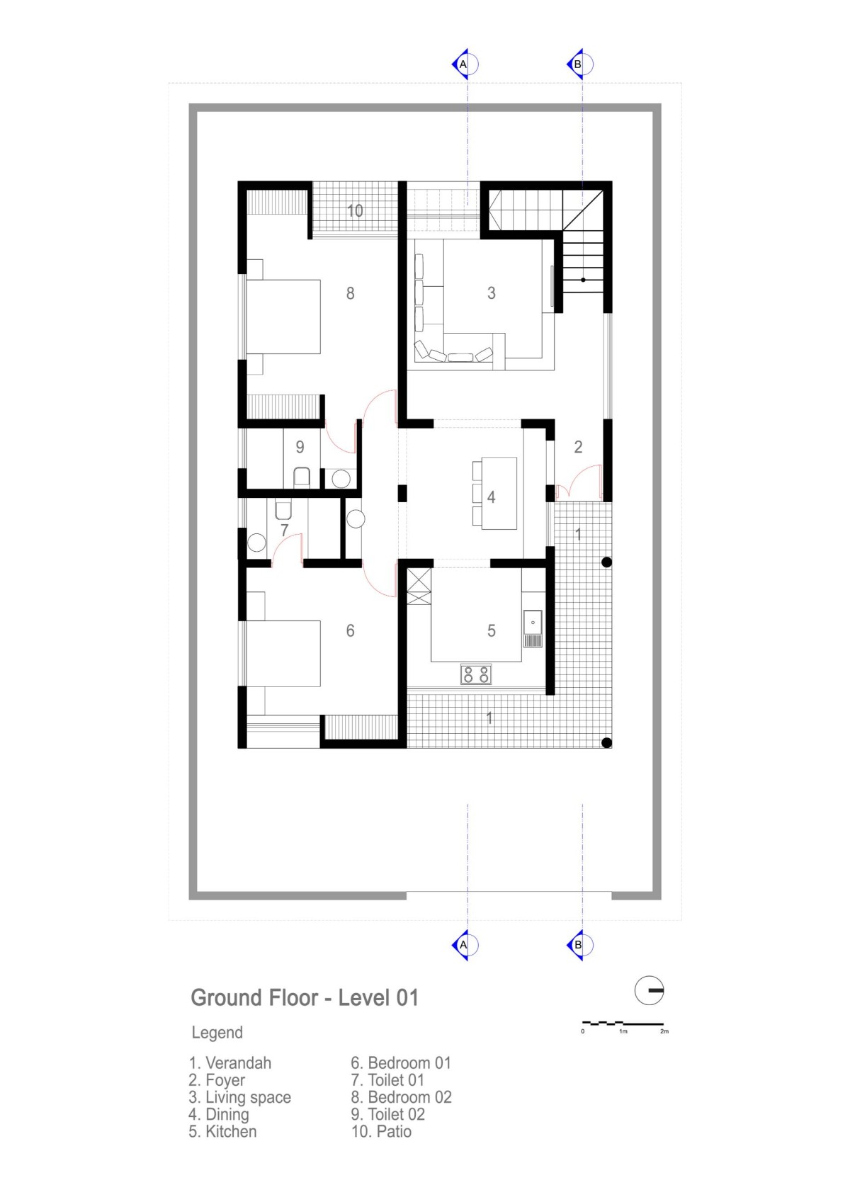 Ground Floor Plan of The Monolithic House by The Design Pursuit