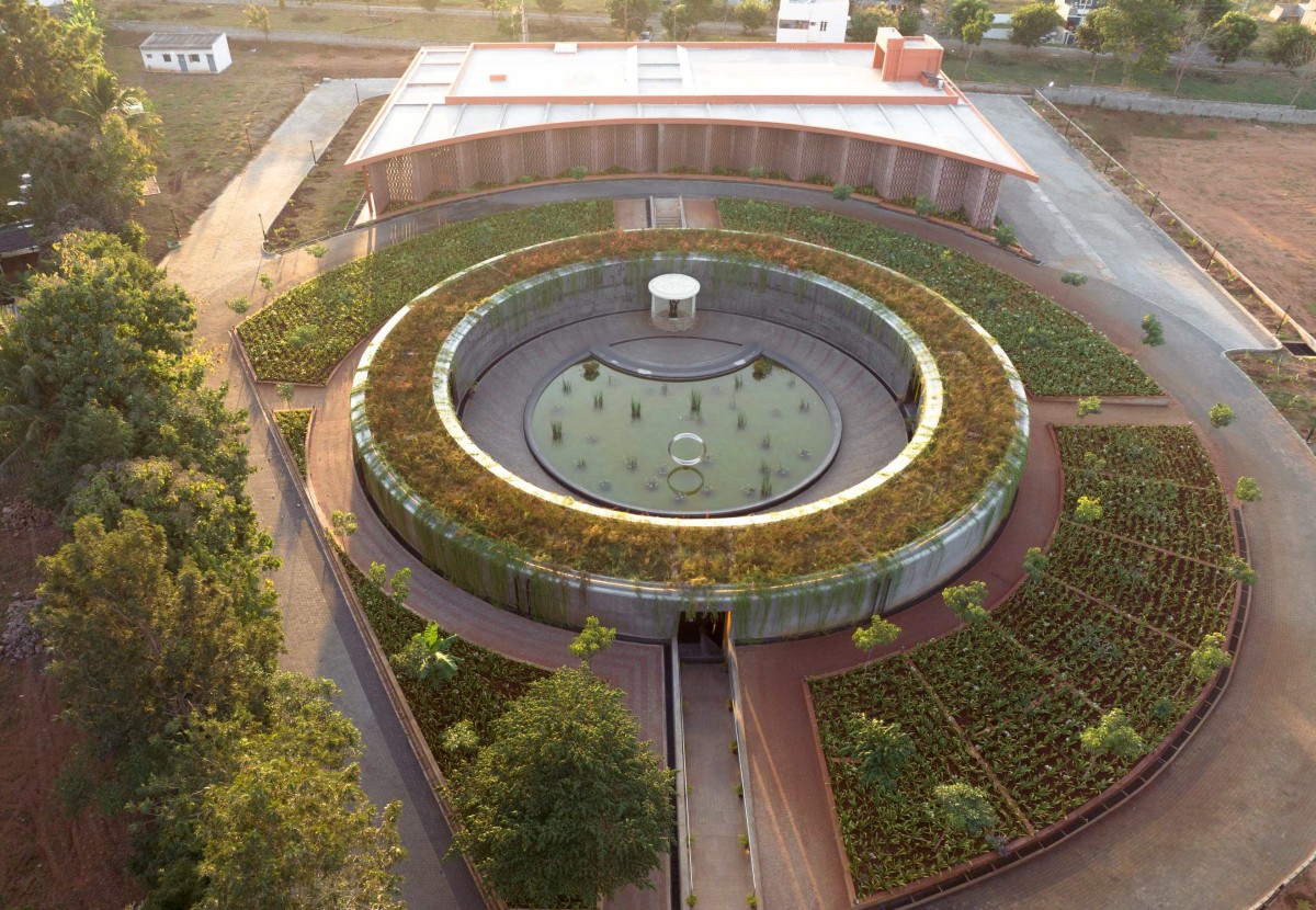 Aerial view of Dr. Vishnuvardhan Memorial Complex by M9 Design Studio