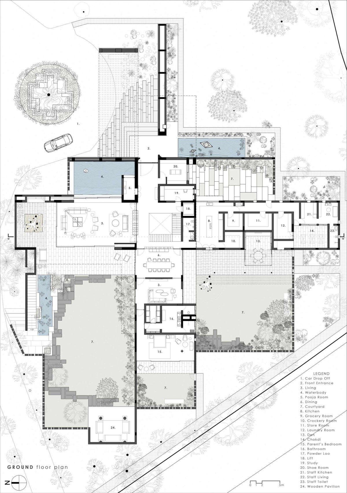 Ground Floor Plan of The House Of Secret Gardens by SPASM Design Architects