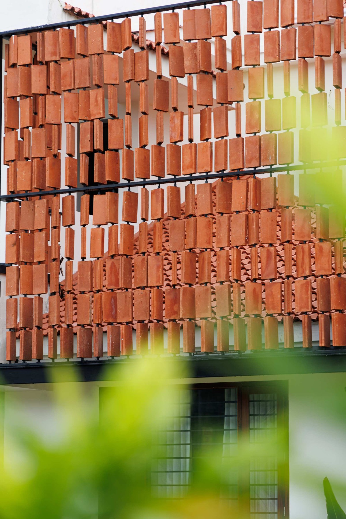 Detailed shot of brick facade of Nilam by Incline30 Design Studio