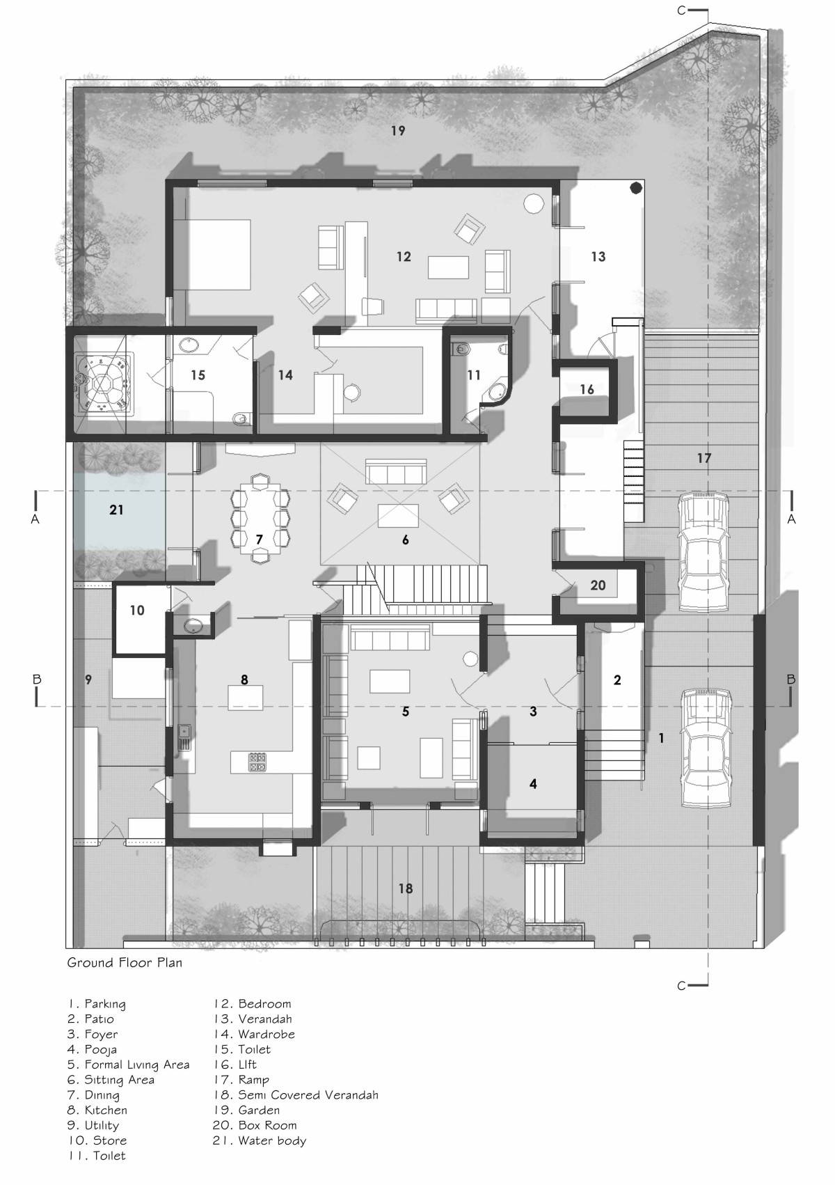 Ground Floor Plan of Nandanam by Dalvi Associates