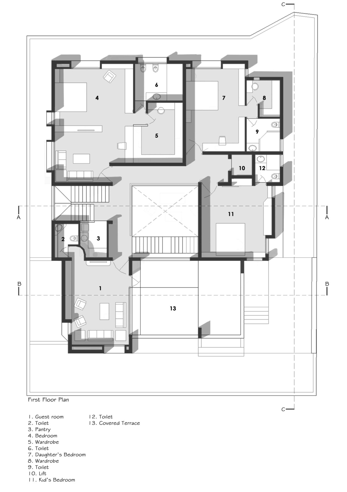 First Floor Plan of Nandanam by Dalvi Associates