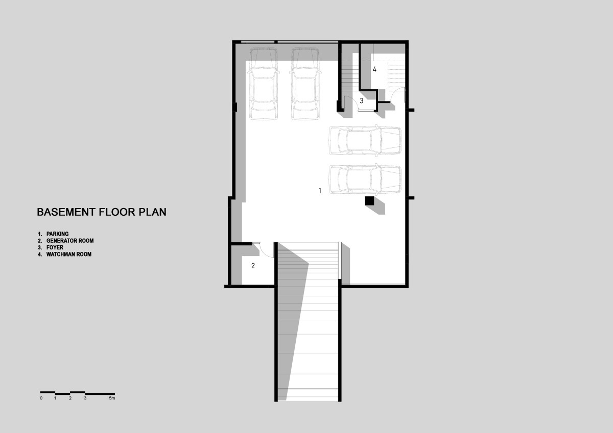 Basement Plan of Open Living by Deearth Architects