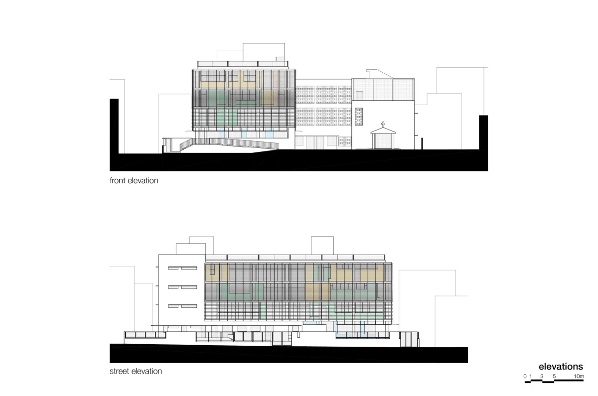 Elevations of Divya Shanthi School by Flying Elephant Studio