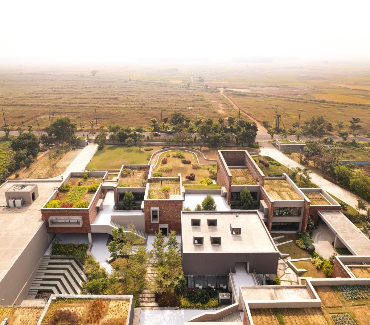 Aerial view of Bandhan Residential School of Business by Abin Design Studio