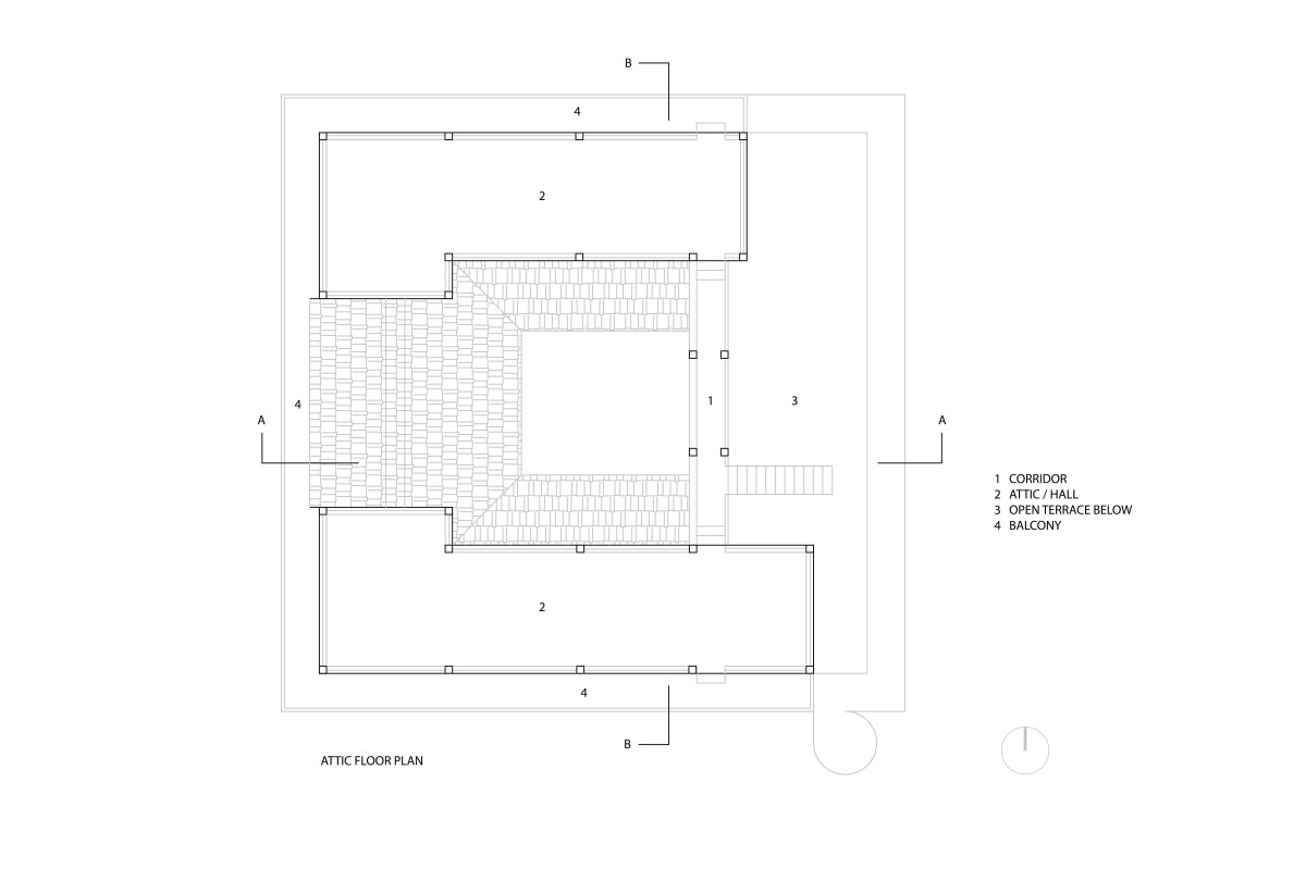 Attic floor plan of Kalarigram House by Badoloka