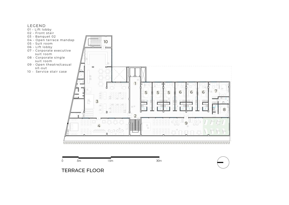 Terrace Plan of The Buddha Avenue Hotel by W5 Architects