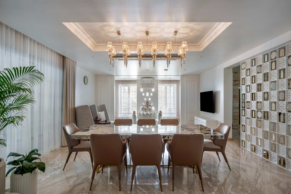 Dining & Pooja room of The Classic Dwelling by K.N. Associates