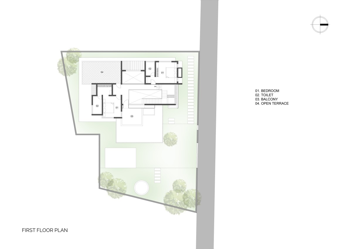 First Floor Plan of House Beneath a Jackfruit Tree by Uru Consulting LLP