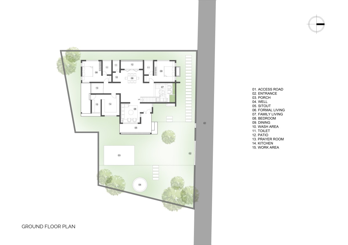 Ground Floor Plan of House Beneath a Jackfruit Tree by Uru Consulting LLP