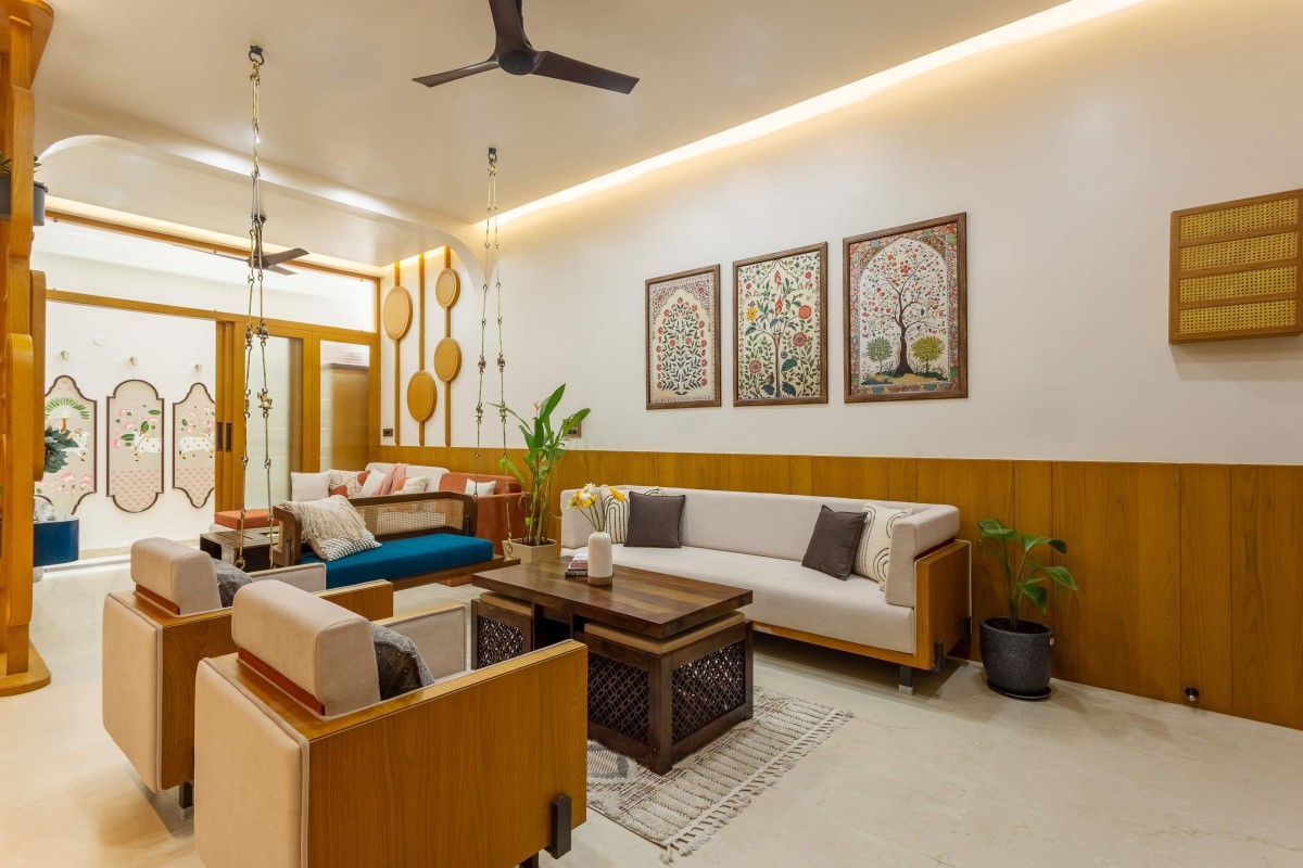 Living room of Timeless Indian Haven by One 8 Gravity Design Cell