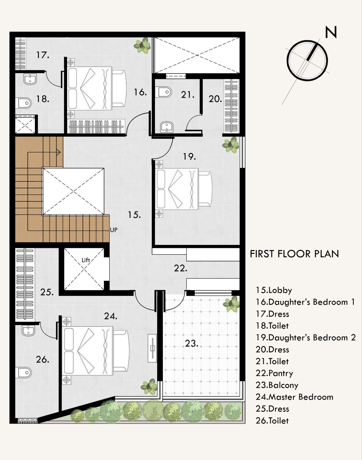 First Floor Plan of Timeless Indian Haven by One 8 Gravity Design Cell