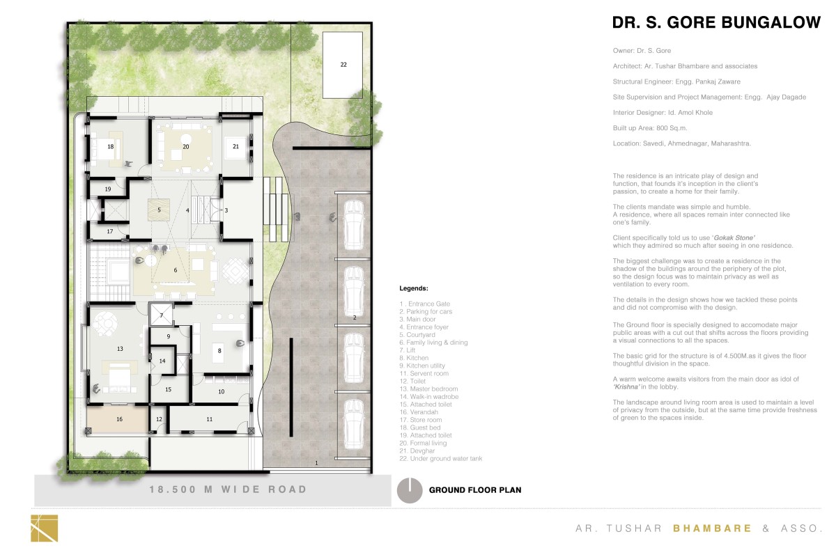 Ground Floor Plan of Framing the 'STONE' by Tushar Bhambare & Associates