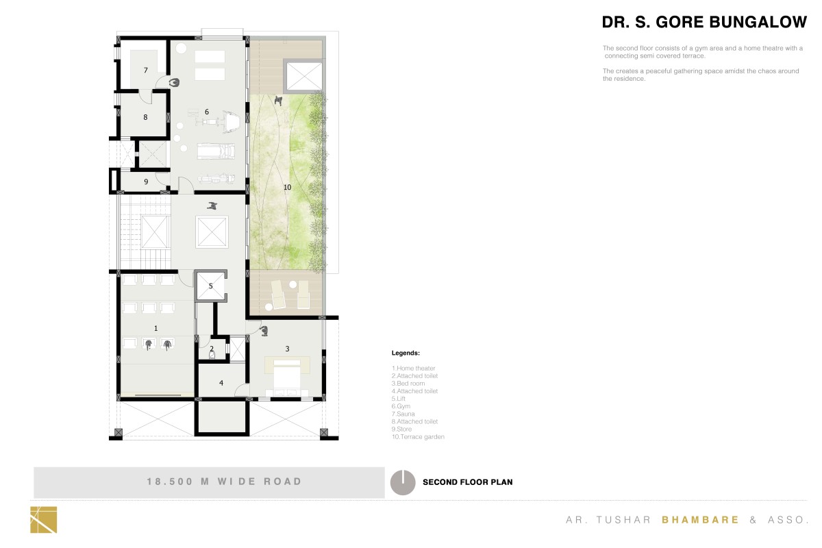 Second Floor Plan of Framing the 'STONE' by Tushar Bhambare & Associates