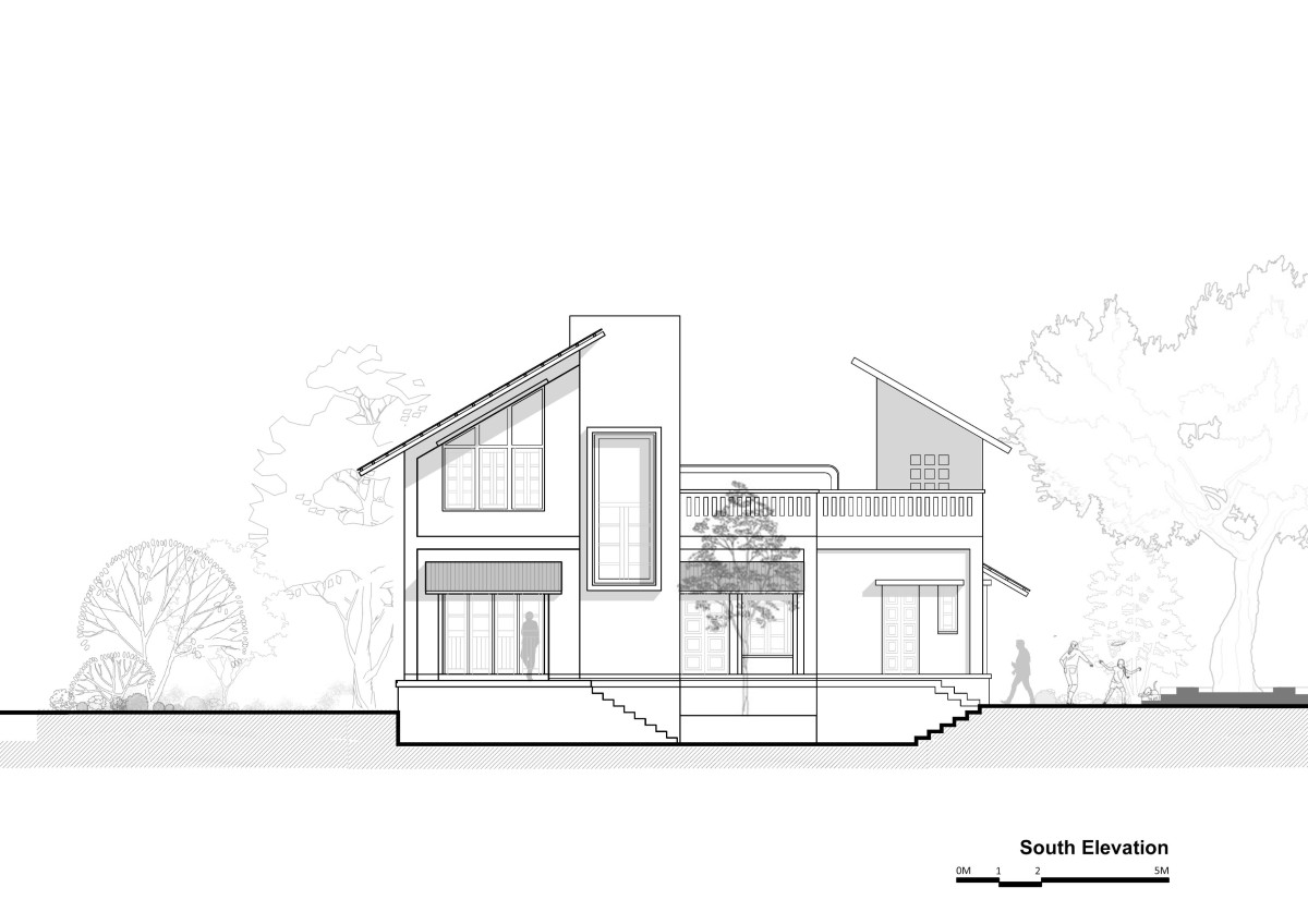 South Elevation of Suryangan - The Courtyard House by Suyash Mankame Design Studio