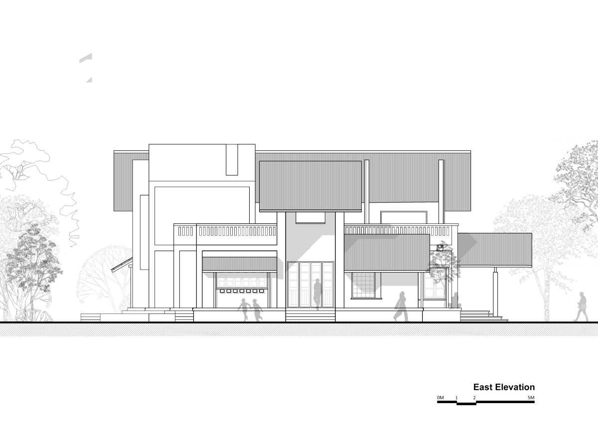 East Elevation of Suryangan - The Courtyard House by Suyash Mankame Design Studio