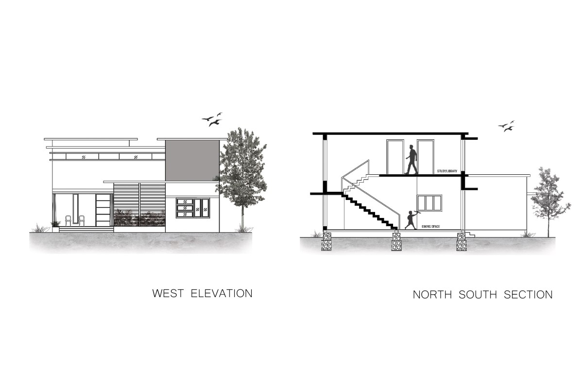 Elevation & Section of The Cube by Nestcraft Architecture