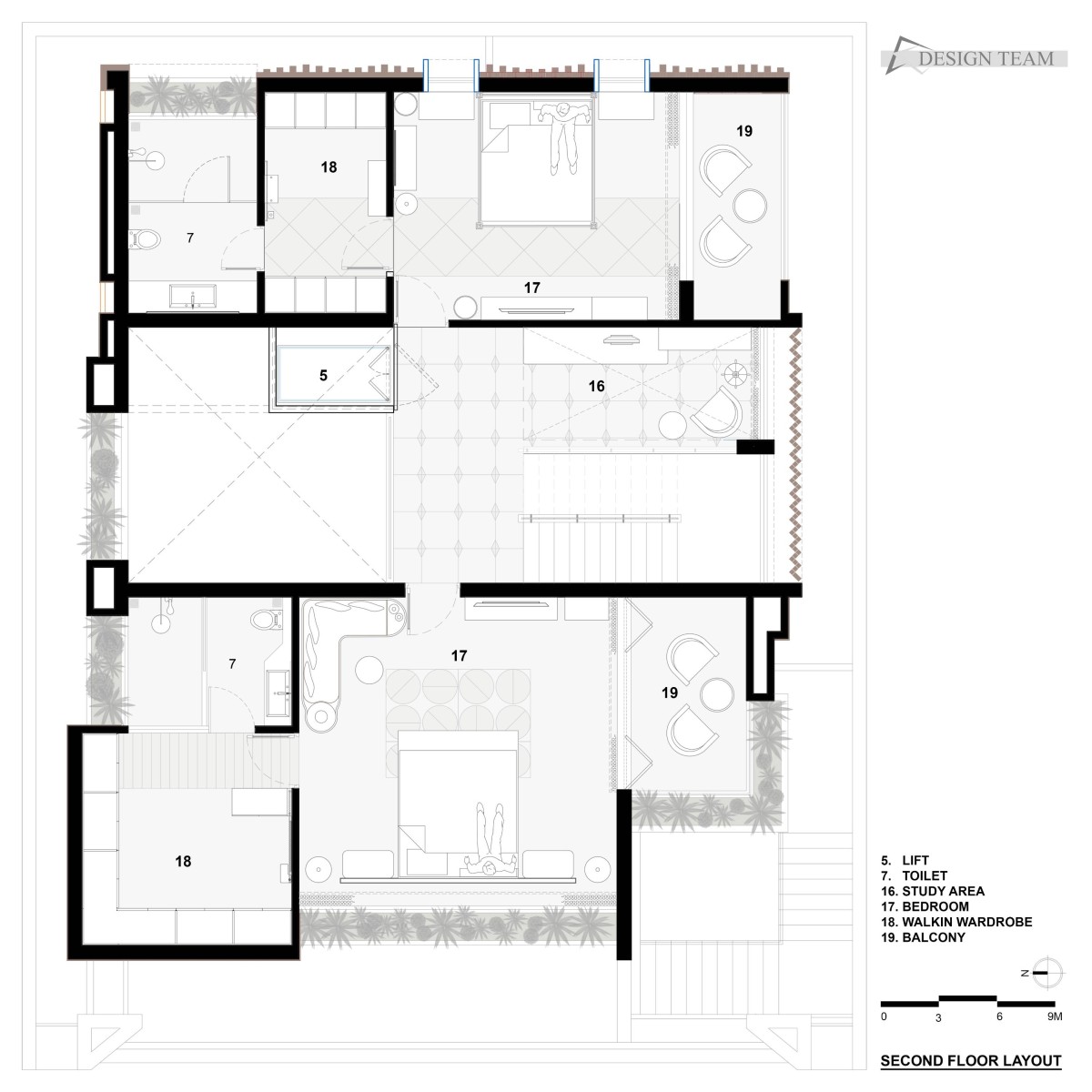 Second Floor Plan of Leelamrut by Design Team Architects