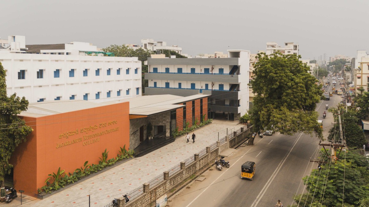 Aerial view of JKC Auditorium by Dimensions