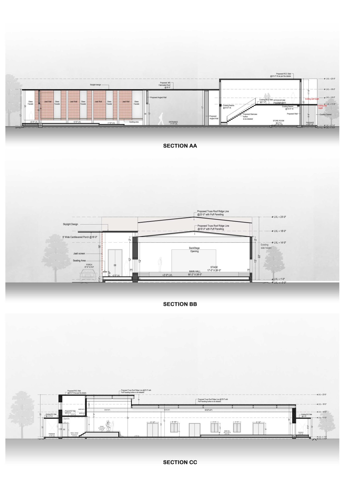 Sections of JKC Auditorium by Dimensions
